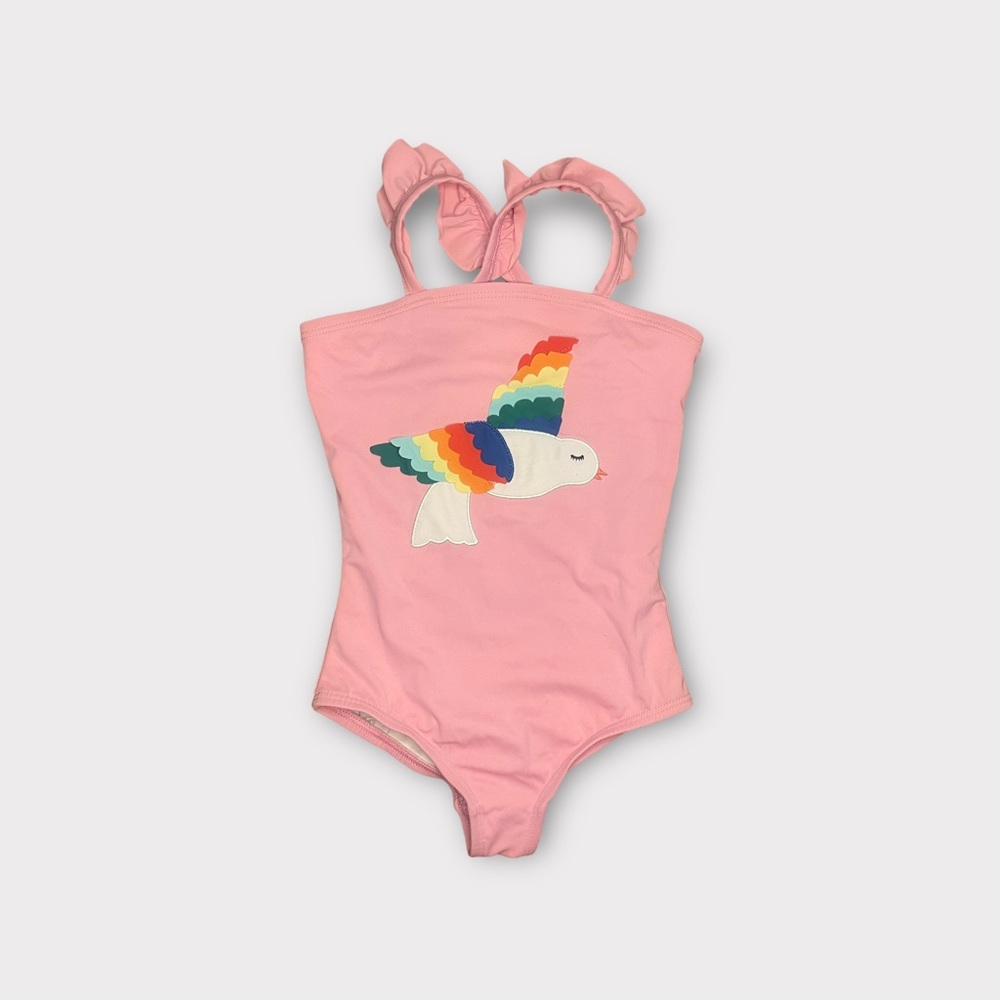 Hanna Andersson Colorful Wings Bird Applique Pink Swimsuit